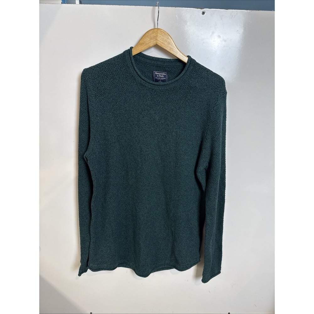 Abercrombie & Fitch Crew Neck Sweater L Green 100% Cotton Made China Y2K Long
